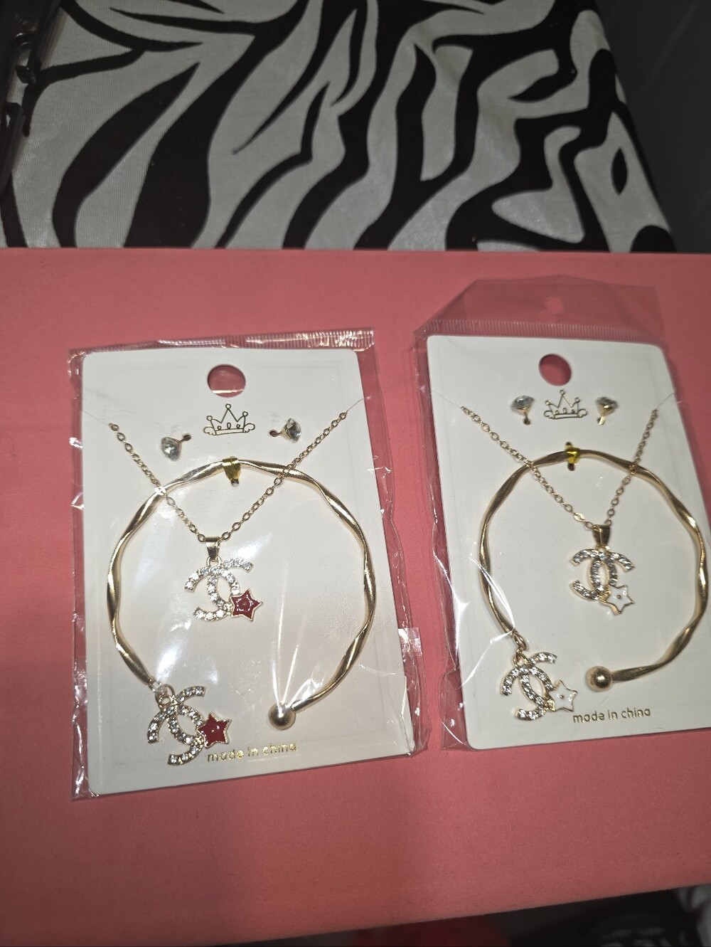 Fashion Jewelry Gold-Tone Bracelet and Necklace Set with Red Accent